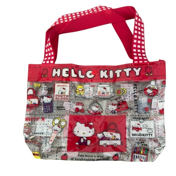 Hello Kitty Transparent Tote Bag with Red Accents and a Hello Kitty Travel Brush - Picture 4 of 5